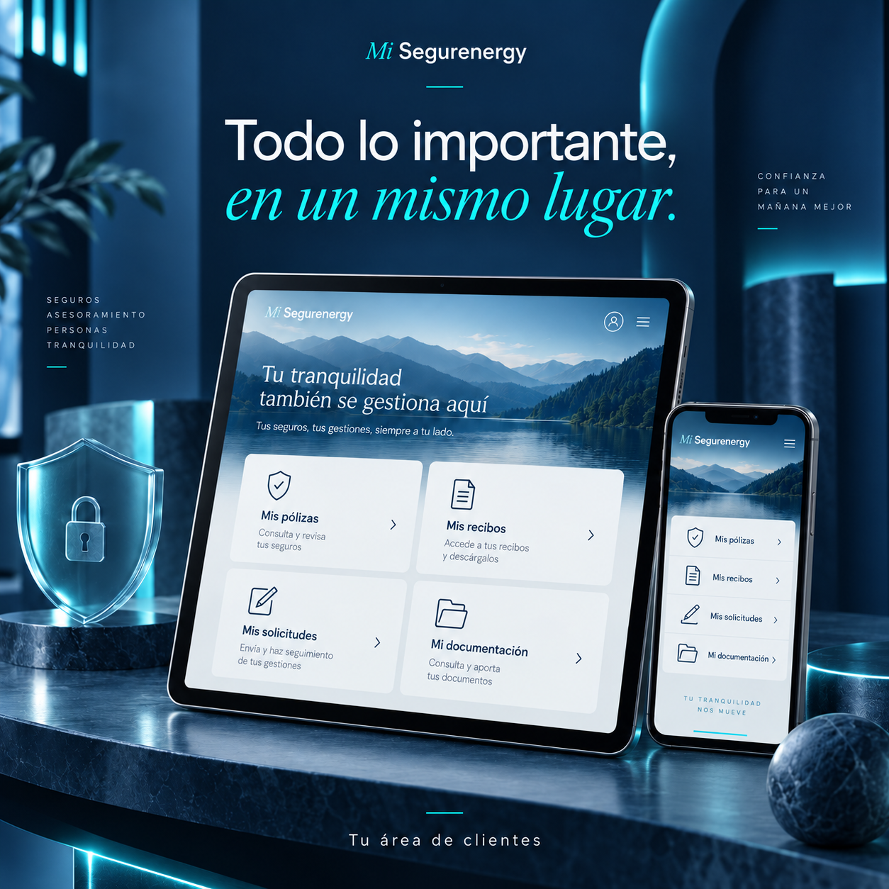 Mi Segurenergy: todo lo importante en un mismo lugar. Consulta tus pólizas, recibos, solicitudes y documentación desde tu área de clientes.